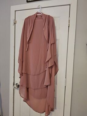 Ayada Dusty Rose Layered Chiffon Khimar